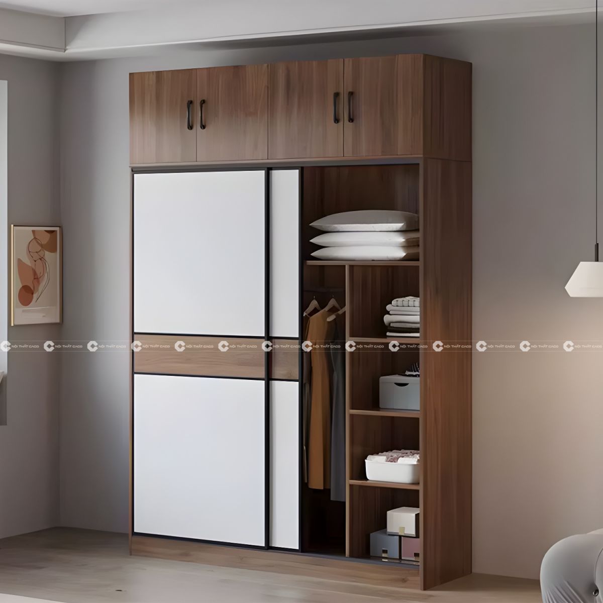 Tủ áo cửa lùa gỗ MDF cao cấp hiện đại