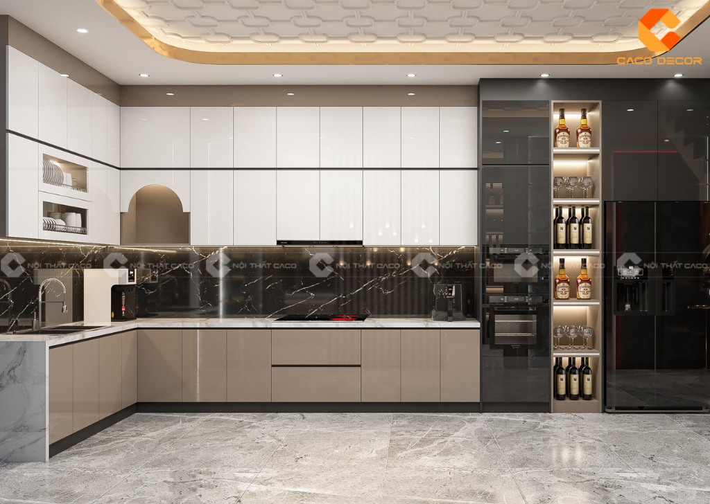 Tủ bếp acrylic dễ vệ dàng vệ sinh không lo trầy xước