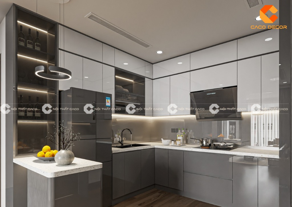 Tủ bếp gỗ công nghiệp Acrylic