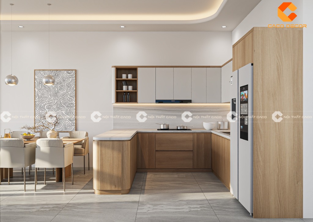 Tủ bếp HDF chữ U cao cấp 