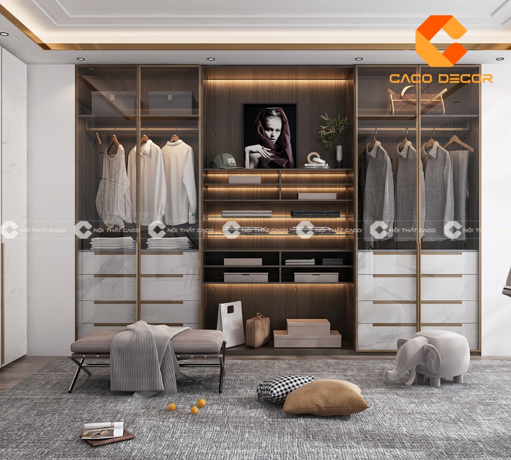 Mẫu tủ quần áo cánh kính tại Nội Thất CaCo mã 06