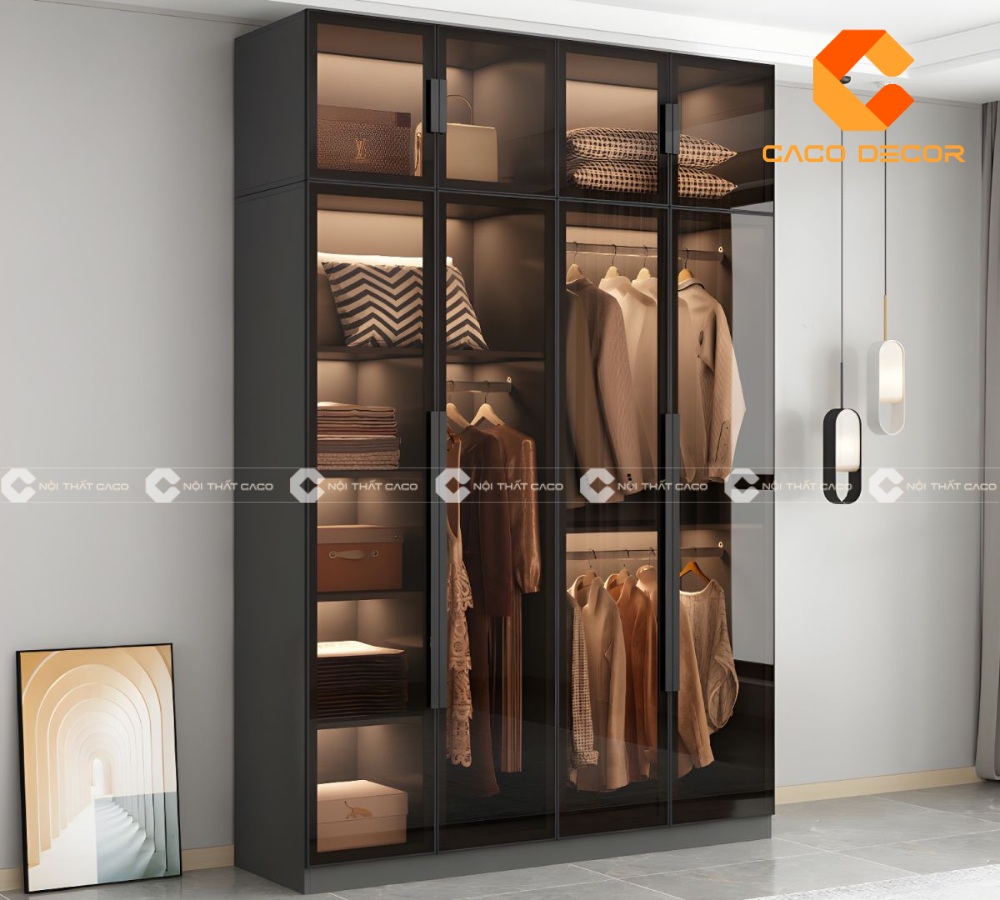 Mẫu tủ quần áo cánh kính tại Nội Thất CaCo mã 04