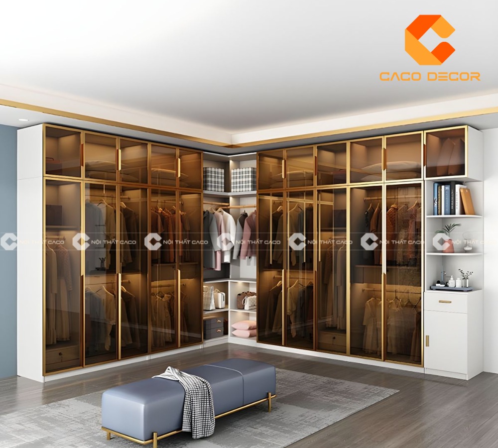 Mẫu tủ quần áo cánh kính kích trần