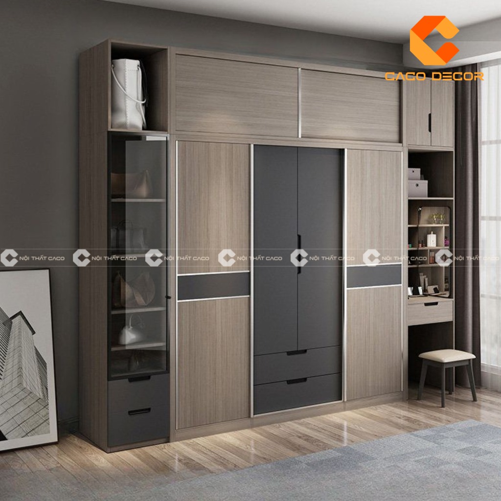 Mẫu tủ quần áo cửa lùa tại xưởng nội thất CaCo giúp tối ưu diện tích