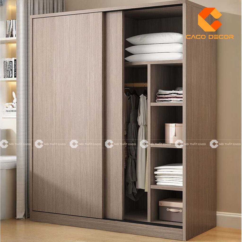 Tủ quần áo gỗ công nghiệp cửa lùa nhiều ngăn