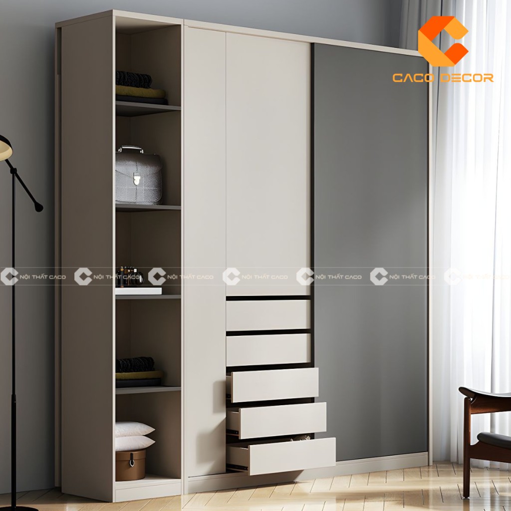 Mẫu tủ quần áo gỗ công nghiệp 1m8