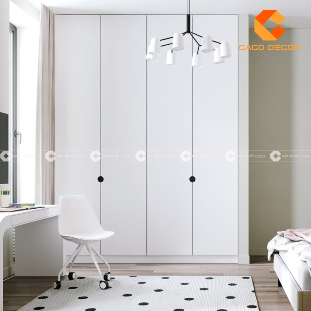 Tủ quần áo gỗ công nghiệp 4 cánh màu trắng