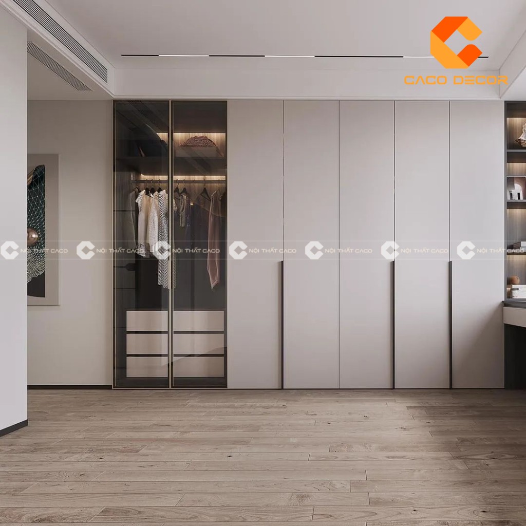 Tủ quần áo gỗ công nghiệp âm tường