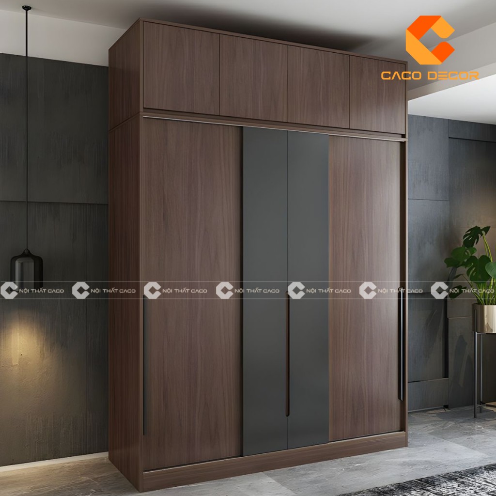 Tủ quần áo gỗ công nghiệp có họa tiết vân gỗ