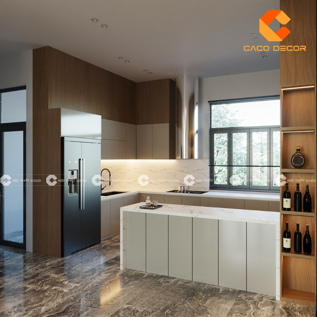 Mẫu nội thất phòng bếp cho nhà phố hiện đại 