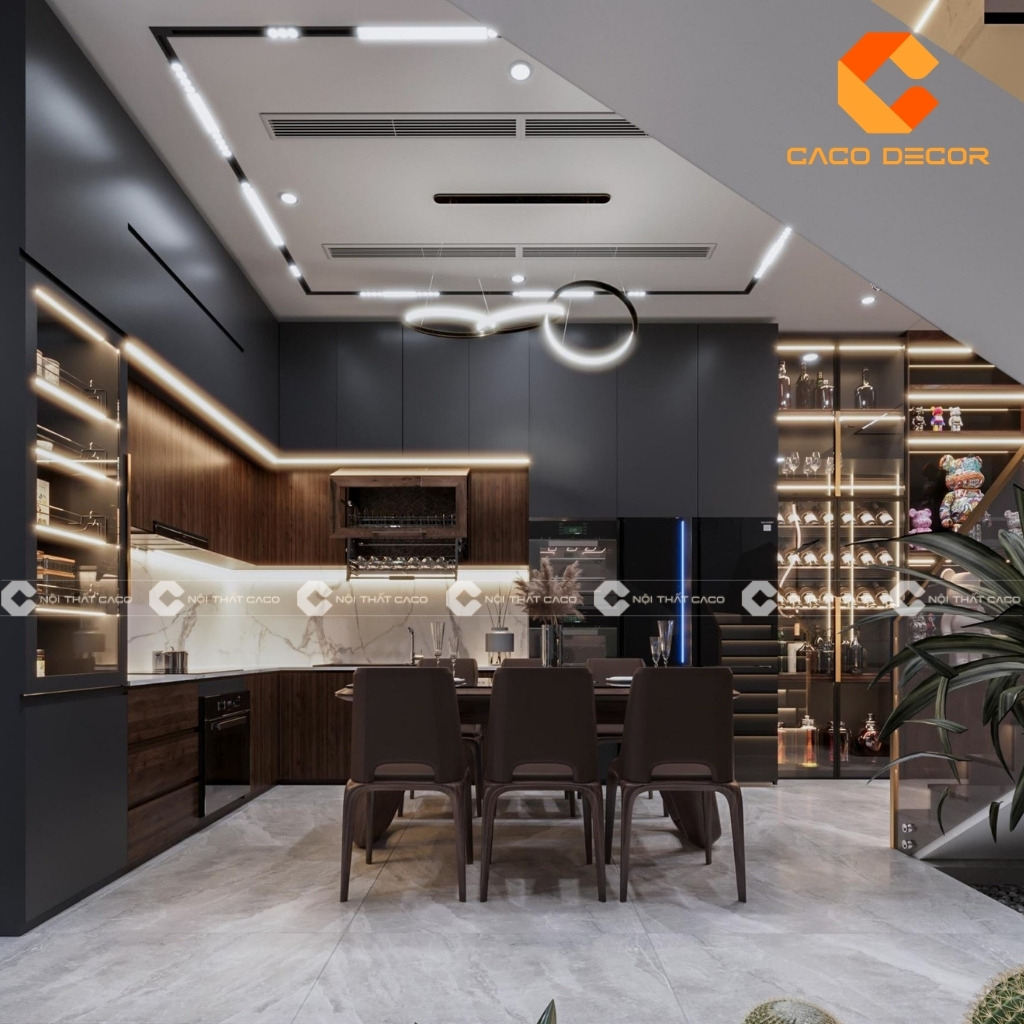 Mẫu nội thất phòng bếp cho biệt thư min sang trọng