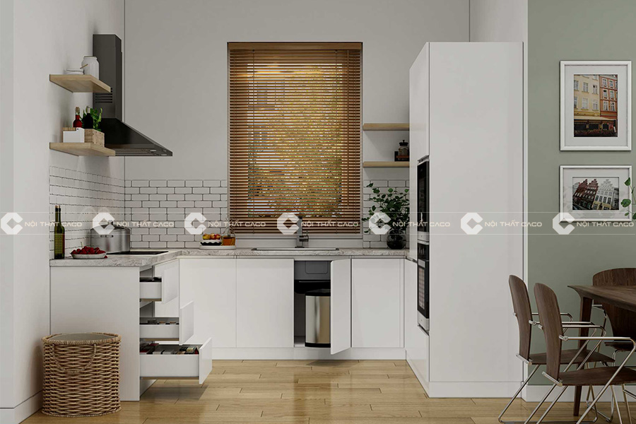 Thi công nội thất nhà bếp với mẫu tủ bếp chữ U
