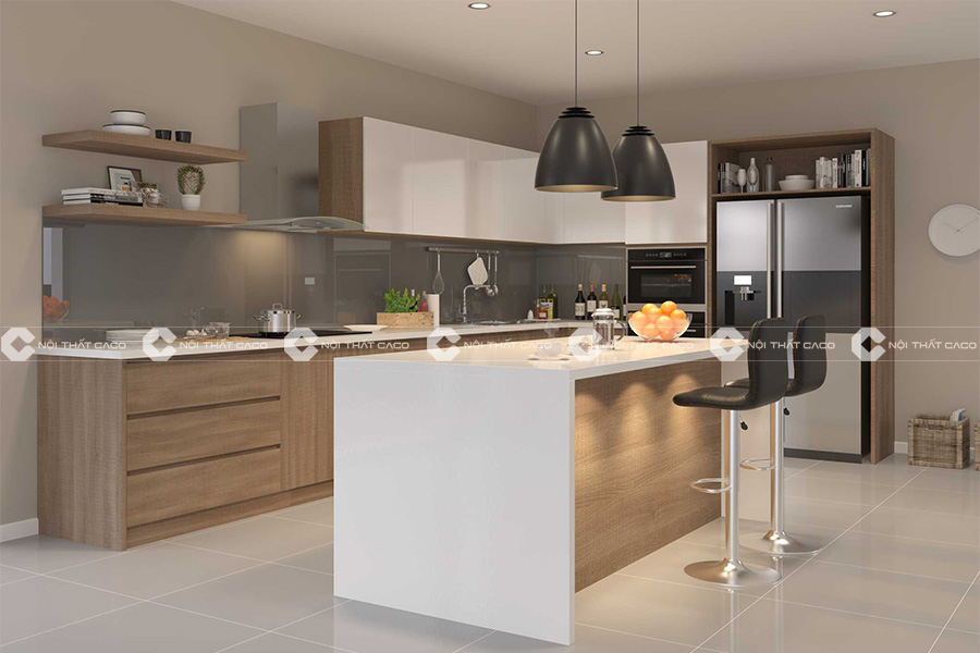 Thi công nội thất nhà bếp với mẫu tủ bếp song song.