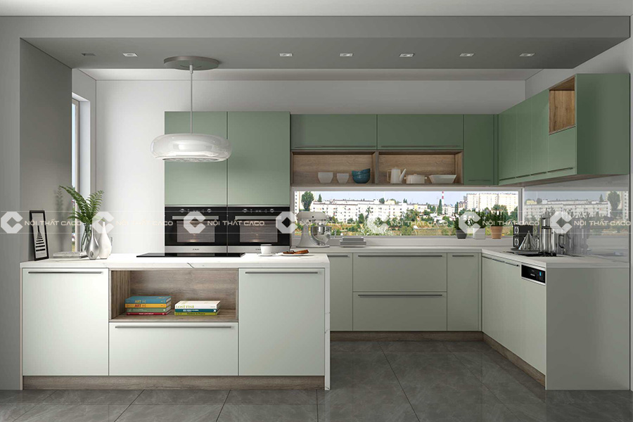 Thi công nội thất nhà bếp với mẫu tủ bếp chữ G