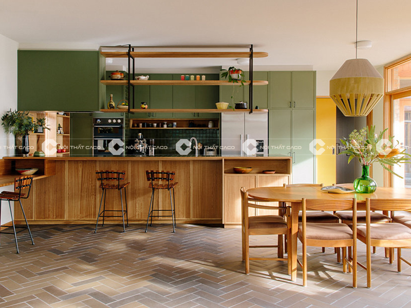 Xu hướng thiết kế nội thất nhà bếp đơn giản theo màu sắc thiên nhiên