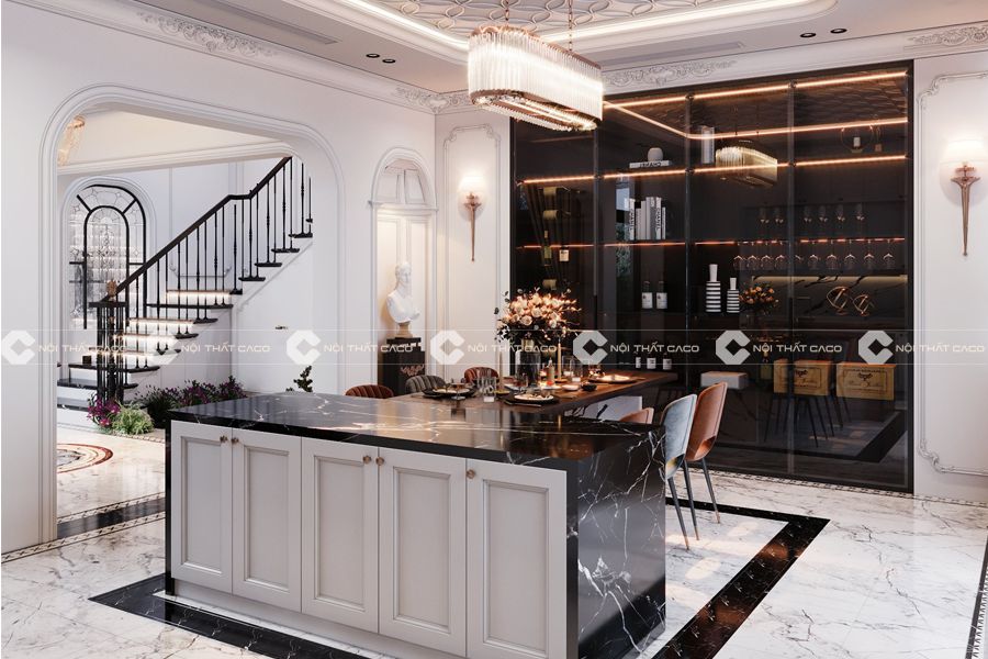 Nội thất phòng bếp biệt thự tân cổ điển
