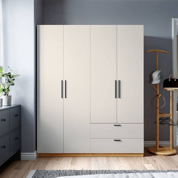 Tủ Quần Áo Gỗ Công Nghiệp MDF Cánh Mở Màu Trắng - TAM013 3