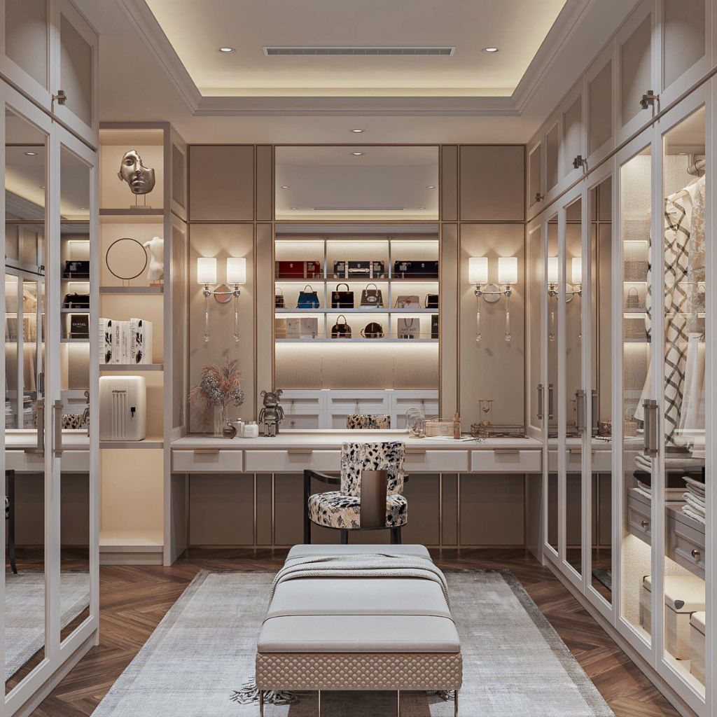 Mẫu bàn trang điểm tích hợp tủ quần áo đa năng