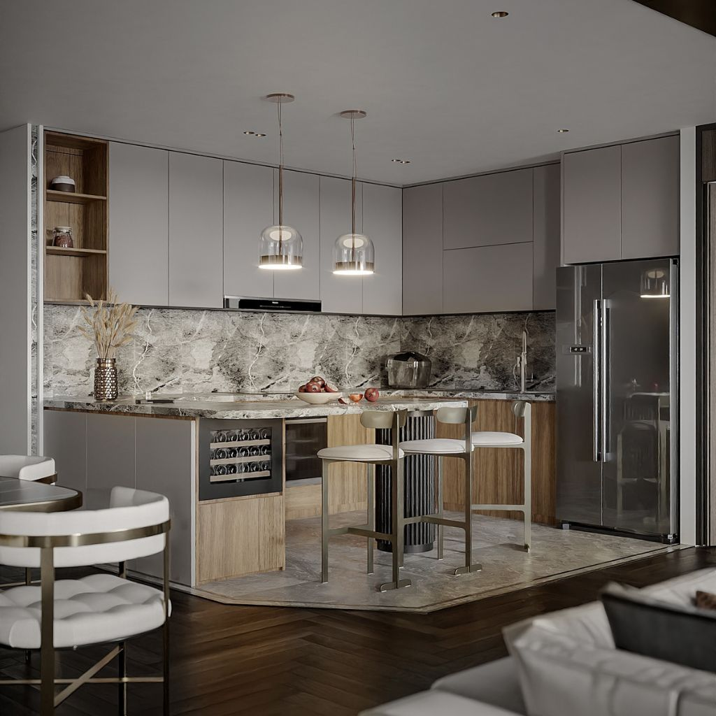 Mẫu tủ bếp gỗ công nghiệp cao cấp