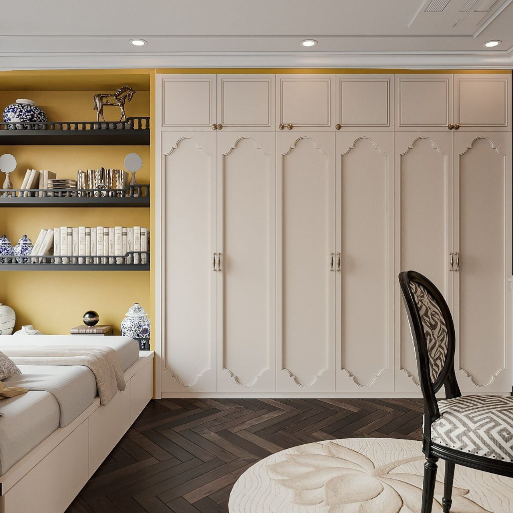 Mẫu tủ quần áo chung cư cao kịch trần tân cổ điển