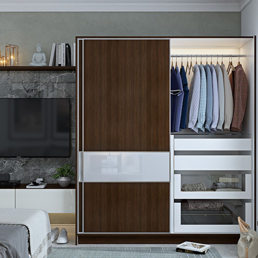 Mẫu tủ quần áo cửa lùa thông minh mang phong cách hiện đại