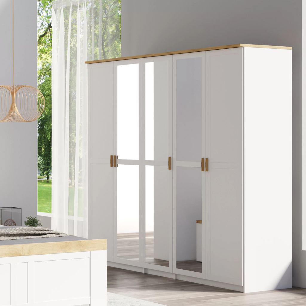 Mẫu tủ quần áo gỗ công nghiệp phối gương thông minh