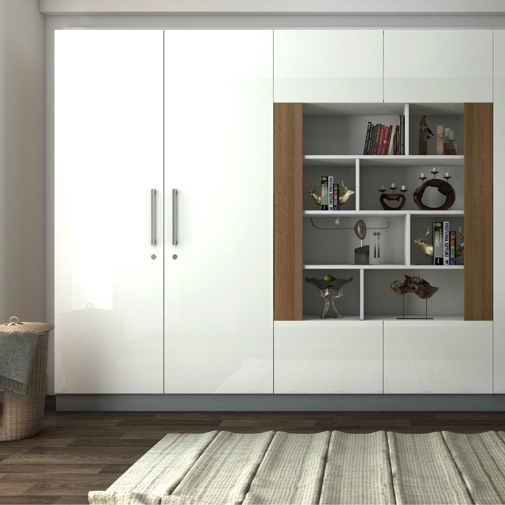 Mẫu tủ quần áo kết hợp kệ trang trí đa năng