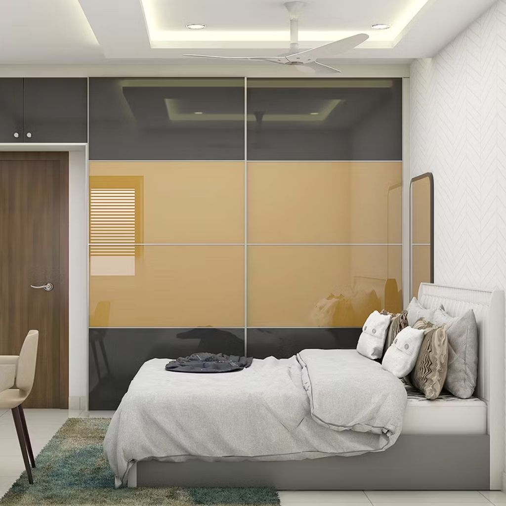 Tủ áo Acrylic âm tường đẹp - hiện đại phối màu ấn tượng