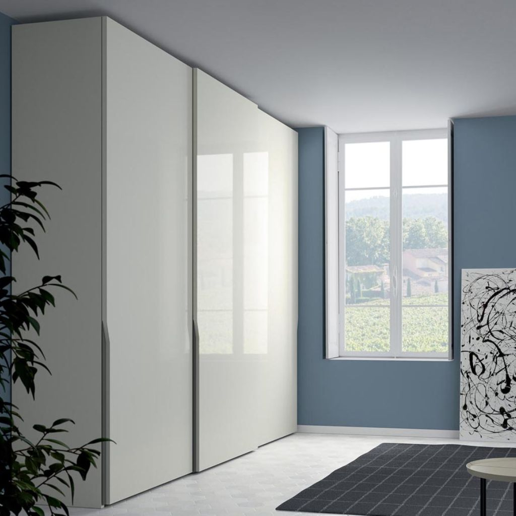 Tủ quần áo acrylic cao kịch trần màu trắng tinh tế