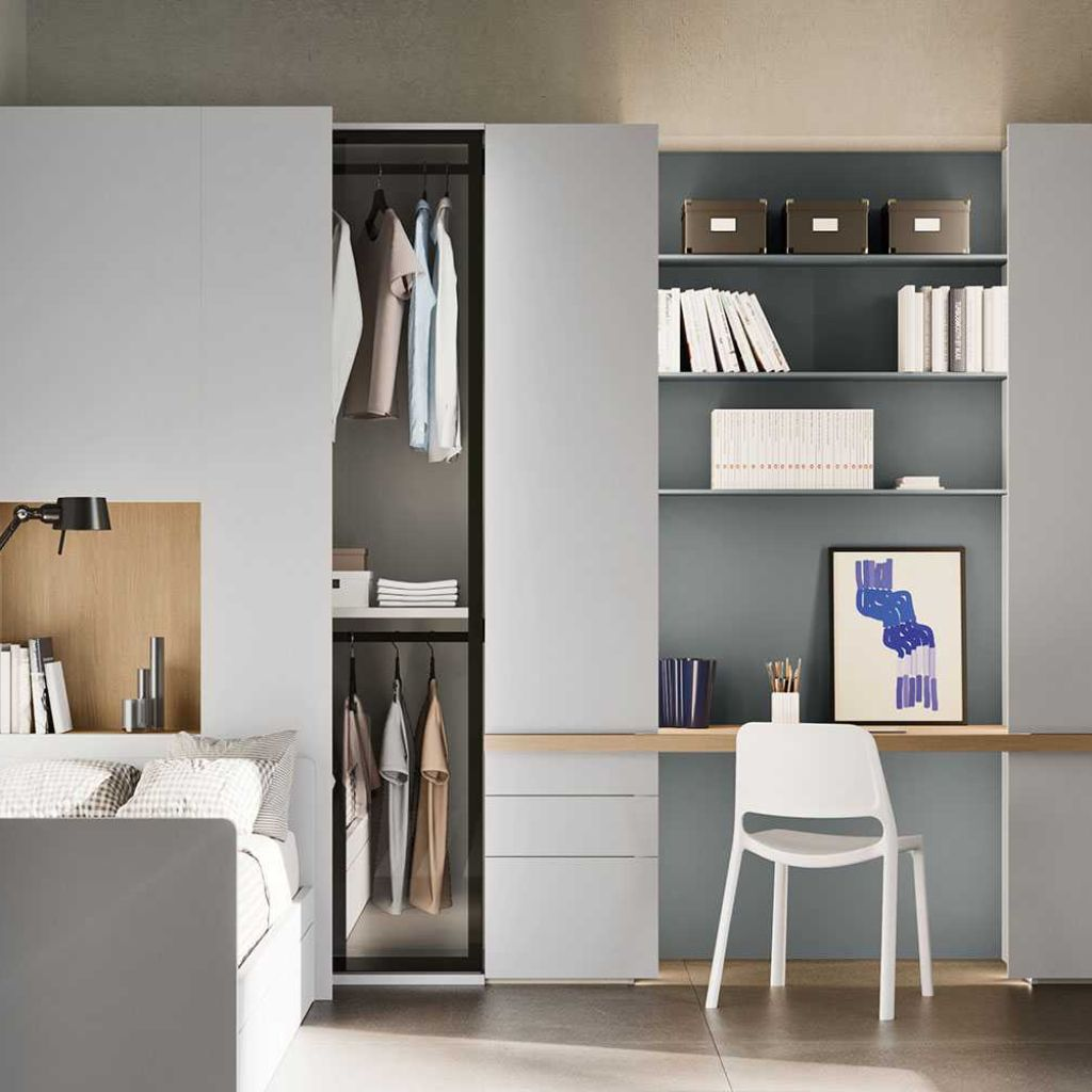 Tủ quần áo cánh lùa kết hợp bàn học