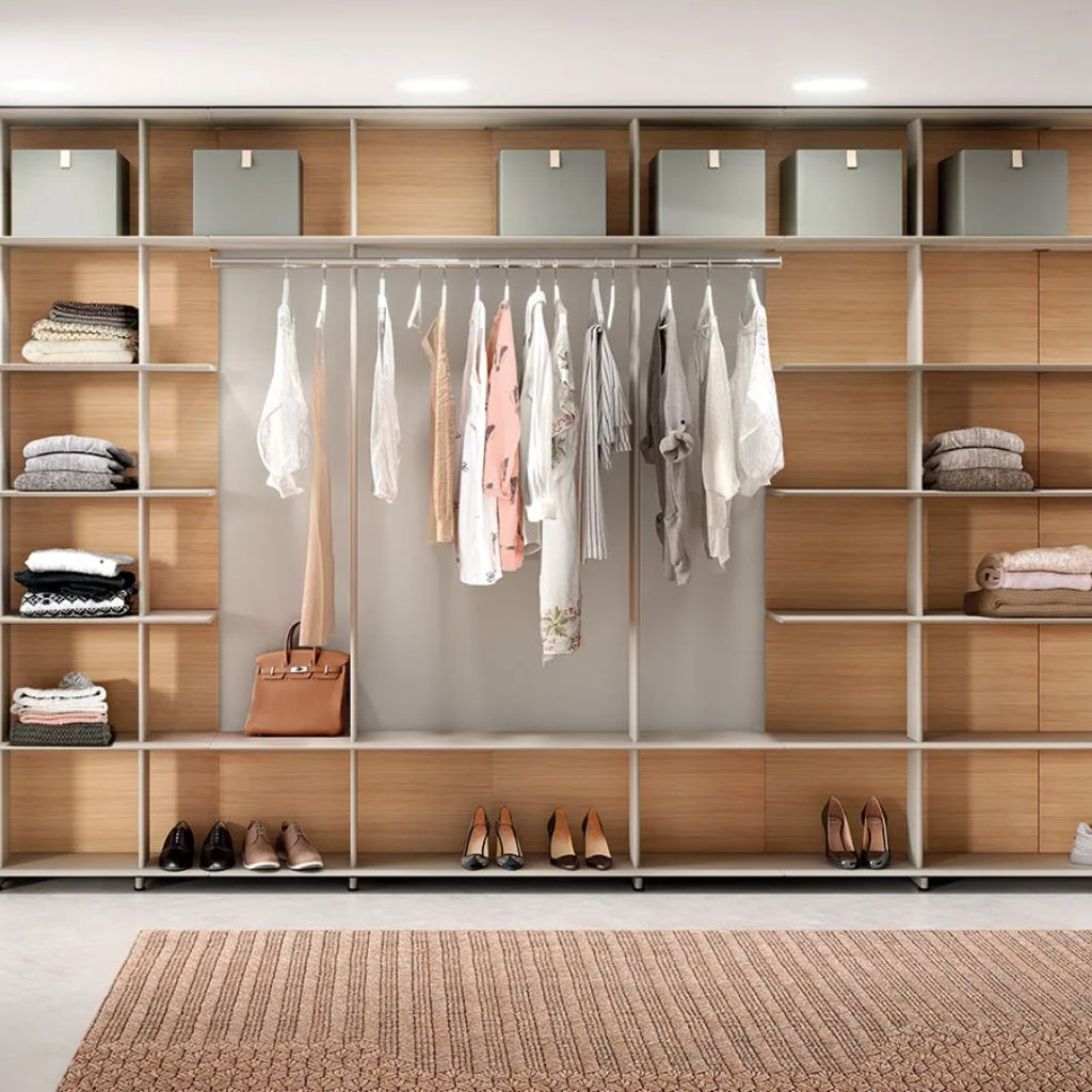 Tủ quần áo không cánh - gỗ công nghiệp có nhiều ngăn đựng đồ