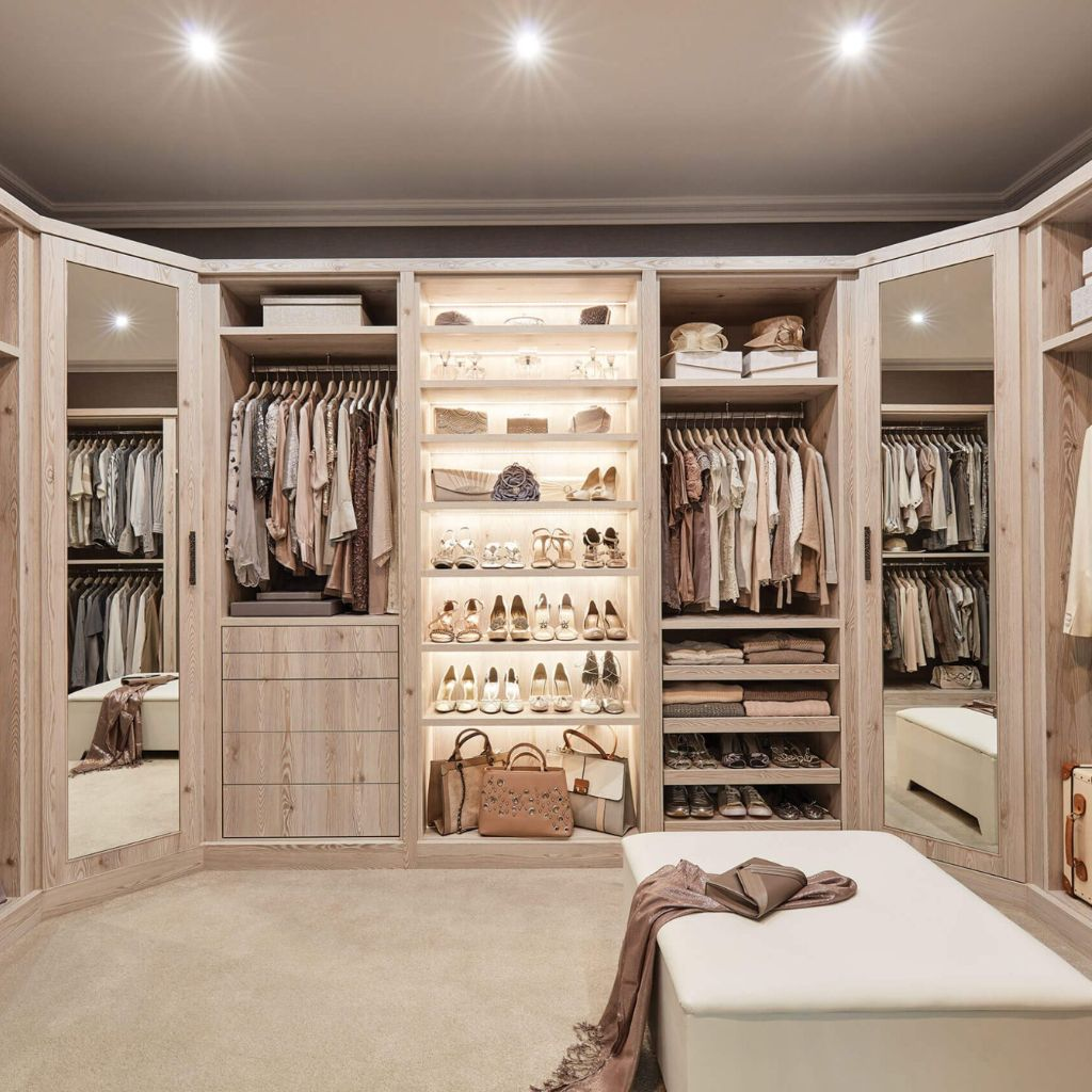 Tủ quần áo không cánh - gỗ tự nhiên chữ U