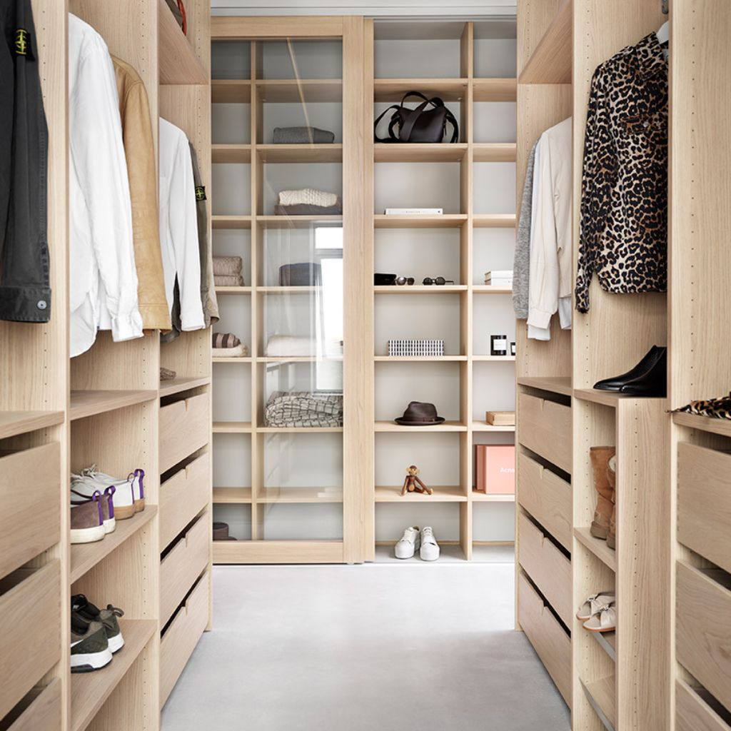 Tủ quần áo không cánh bằng gỗ tự nhiên phong cách hiện đại