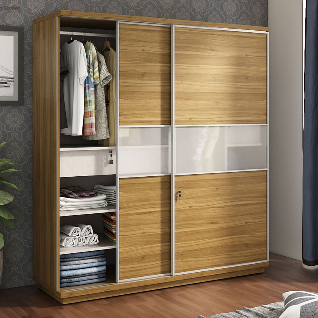 Tủ quần áo nhiều ngăn cửa lùa, cánh trượt vân gỗ hiện đại