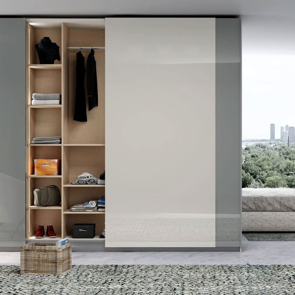 Tủ quần áo phủ acrylic cánh lùa mang đậm phong cách Châu Âu