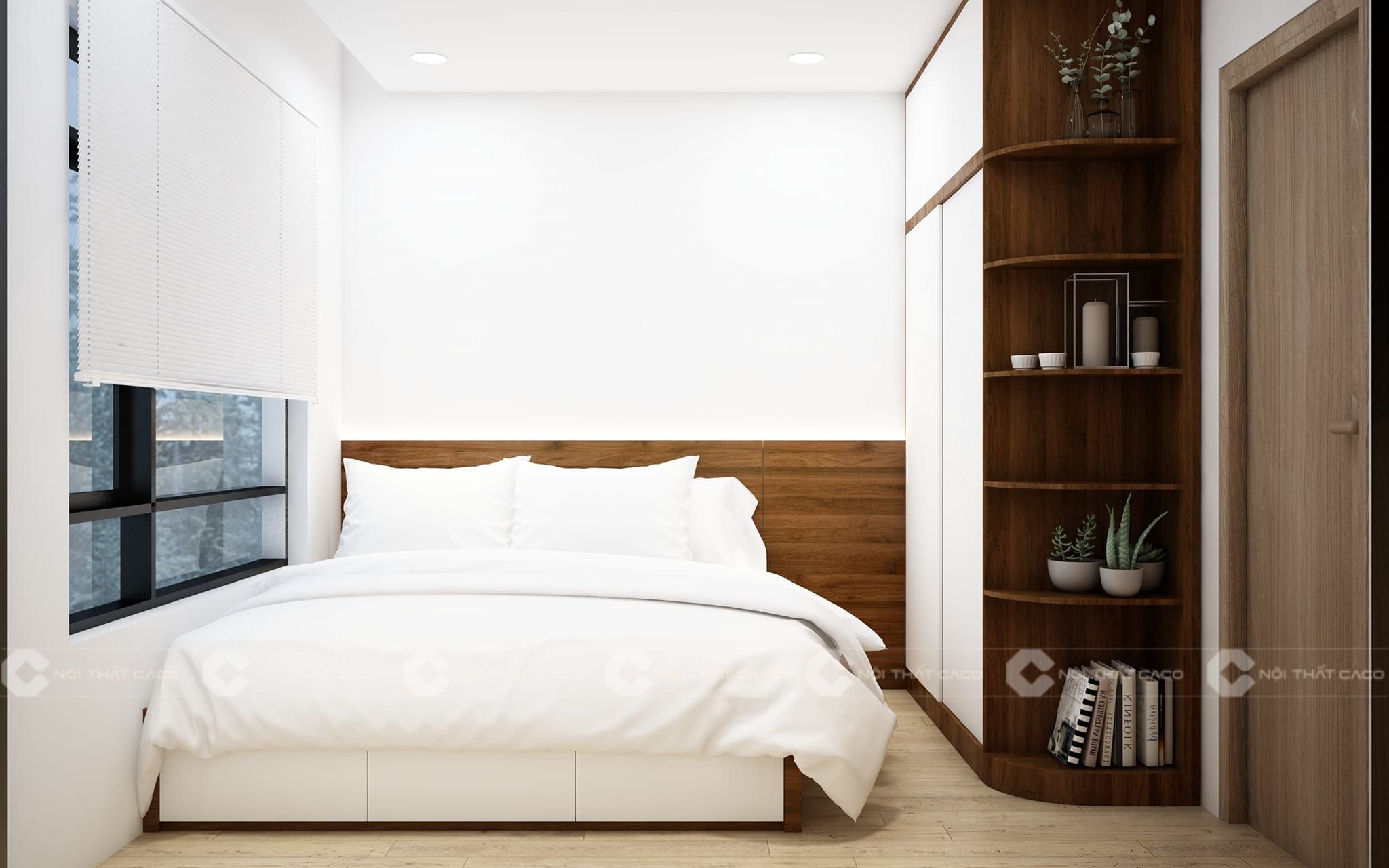 Combo phòng ngủ giường gỗ công nghiệp phối màu tinh tế