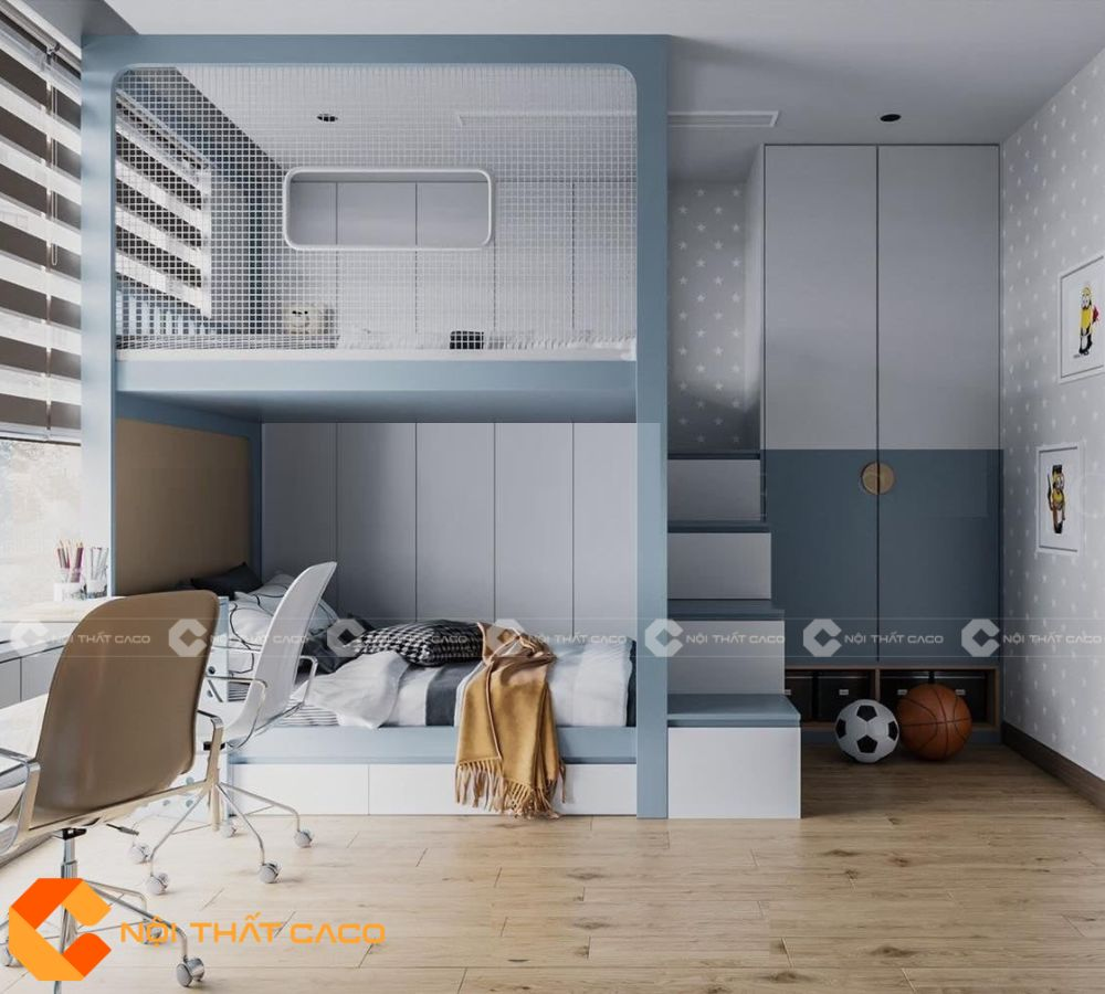 Giường tầng thông minh gỗ công nghiệp