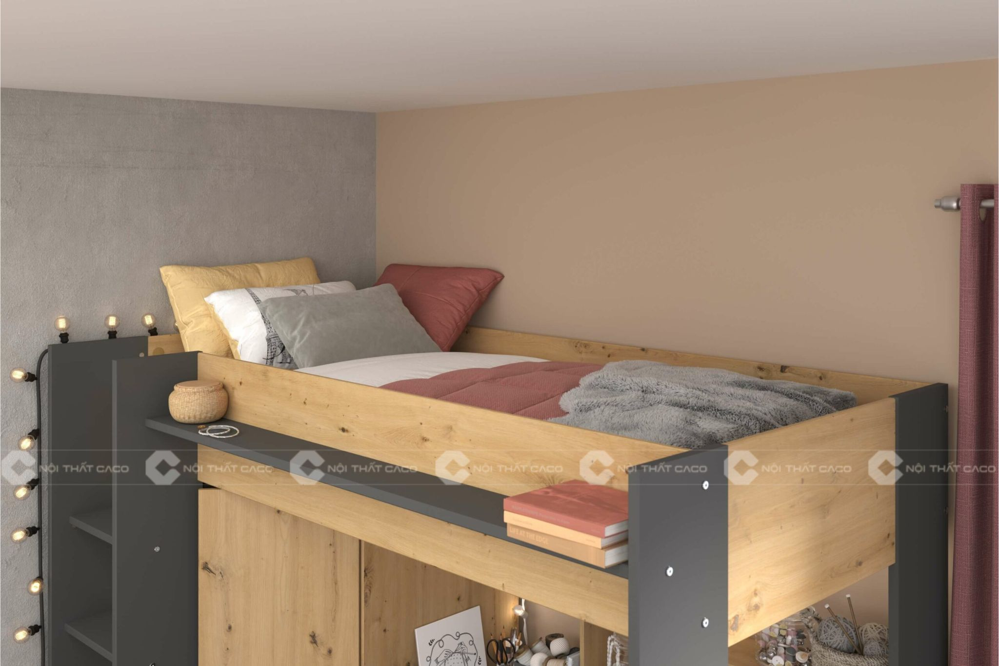 Giường tầng gỗ MDF thông minh