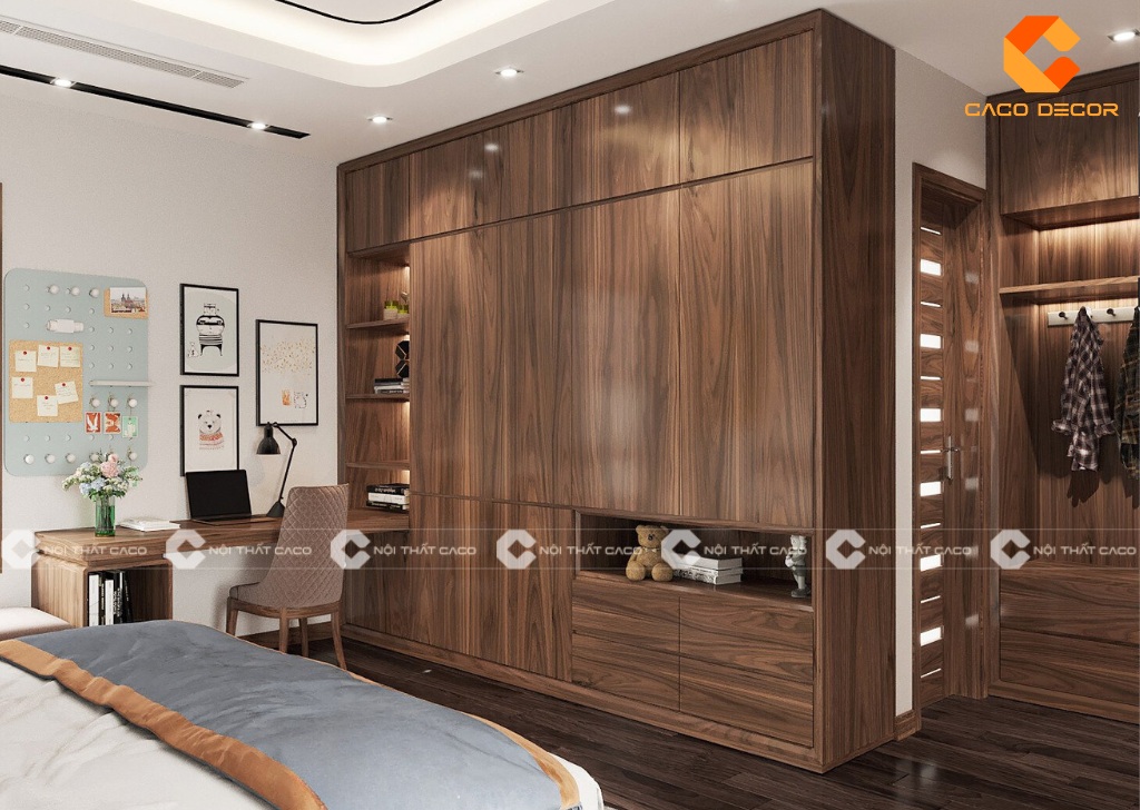 Mẫu tủ quần áo gỗ tự nhiên mã 02 tại Nội Thất CaCo
