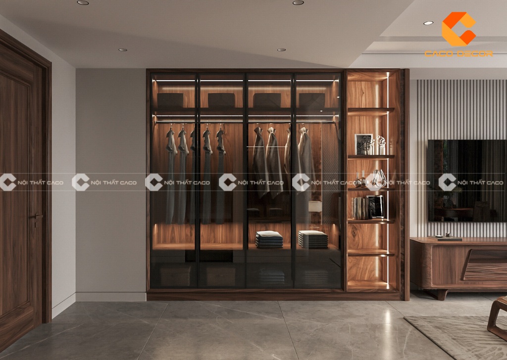 Mẫu tủ quần áo gỗ tự nhiên mã 01 tại Nội Thất CaCo
