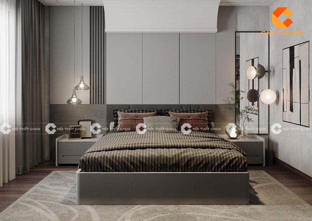 Giường ngủ và tủ đầu giường hiện đại 