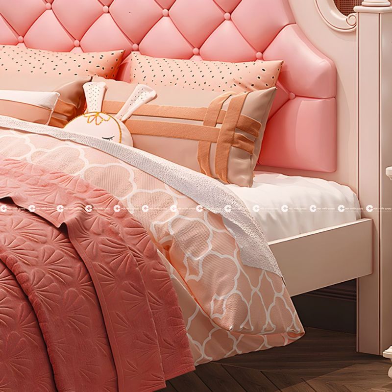  Giường Ngủ Trẻ Em Màu Hồng Xinh Xắn Cho Bé Gái - GNTE039 6