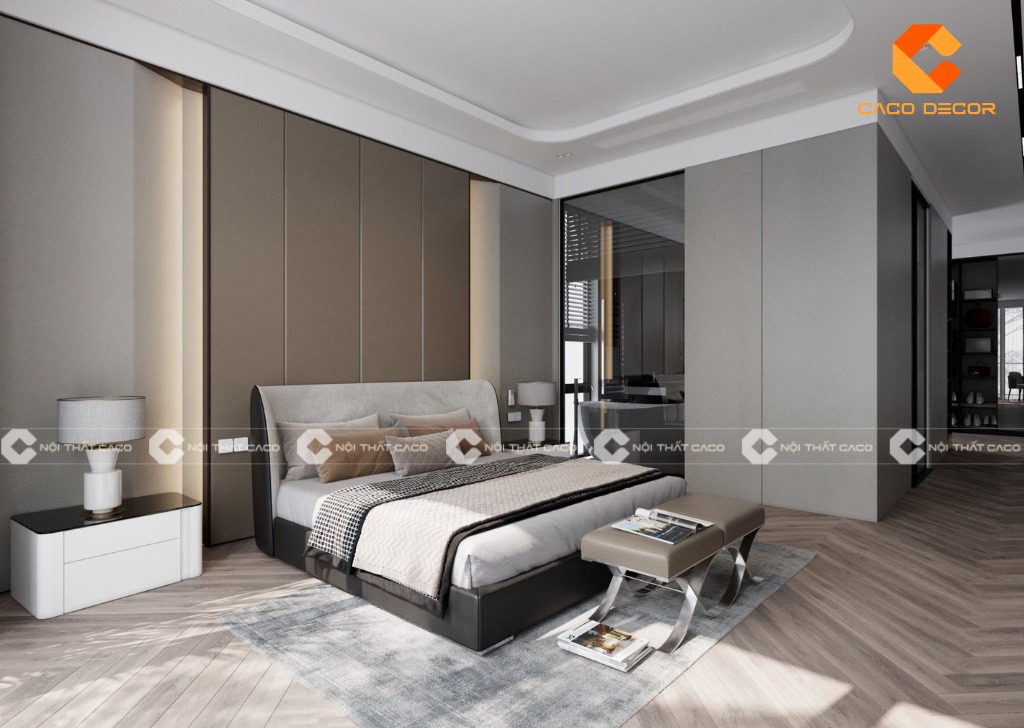 Thiết kế phòng ngủ sang trọng tạo cảm giác sạch sẽ và thư giãn