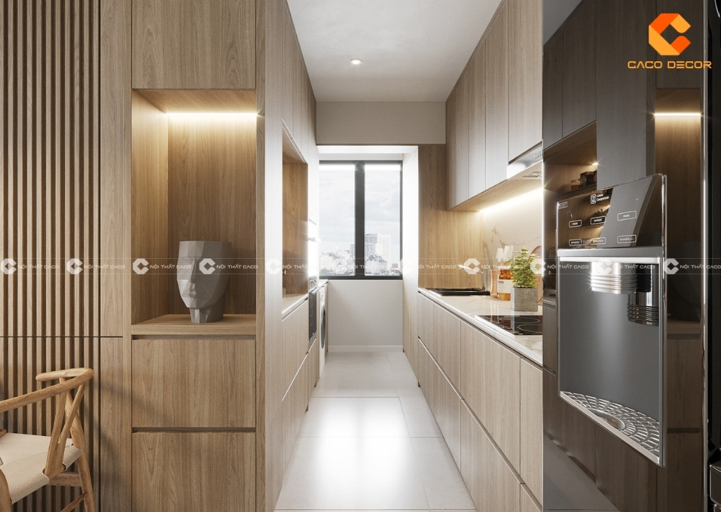 Tủ bếp song song cho chung cư 