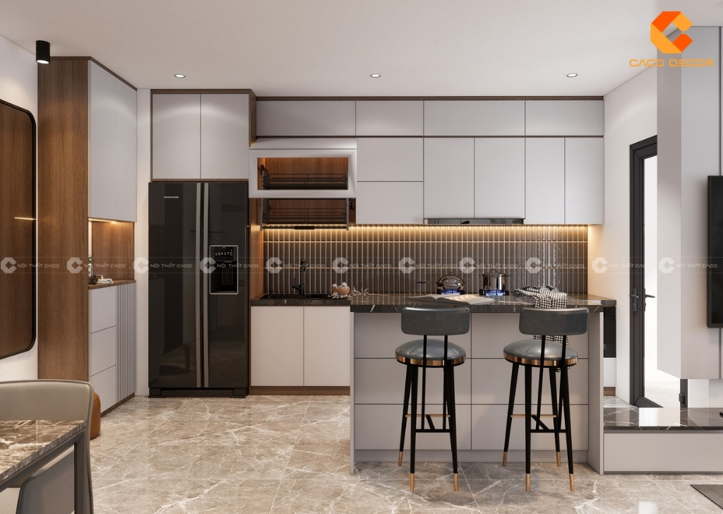Mẫu tủ bếp được thiết kế hợp xu hướng nội thất năm nay