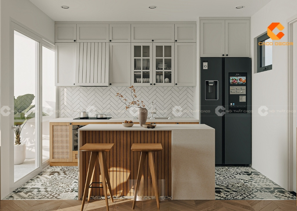 Tủ bếp có quầy bar sang trọng, đẳng cấp