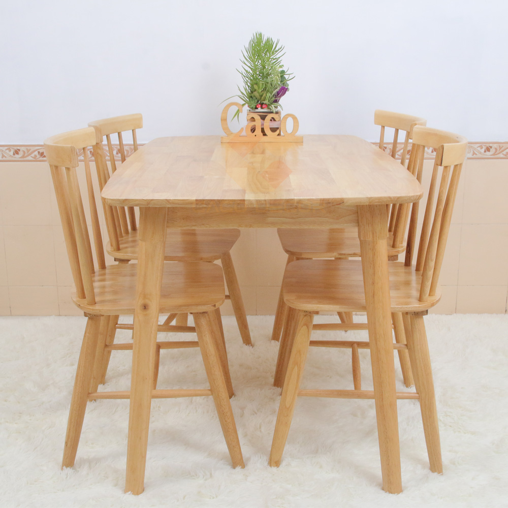 Bộ bàn ăn 4 ghế 7 nan mặt bàn gỗ đẹp giá rẻ là đồ nội thất hiện nay được yêu thích và được lòng nhiều khách hàng