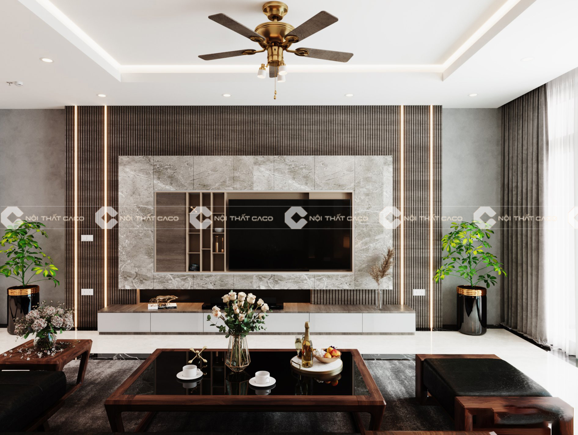 Thiết kế nội thất phòng khách sang trọng