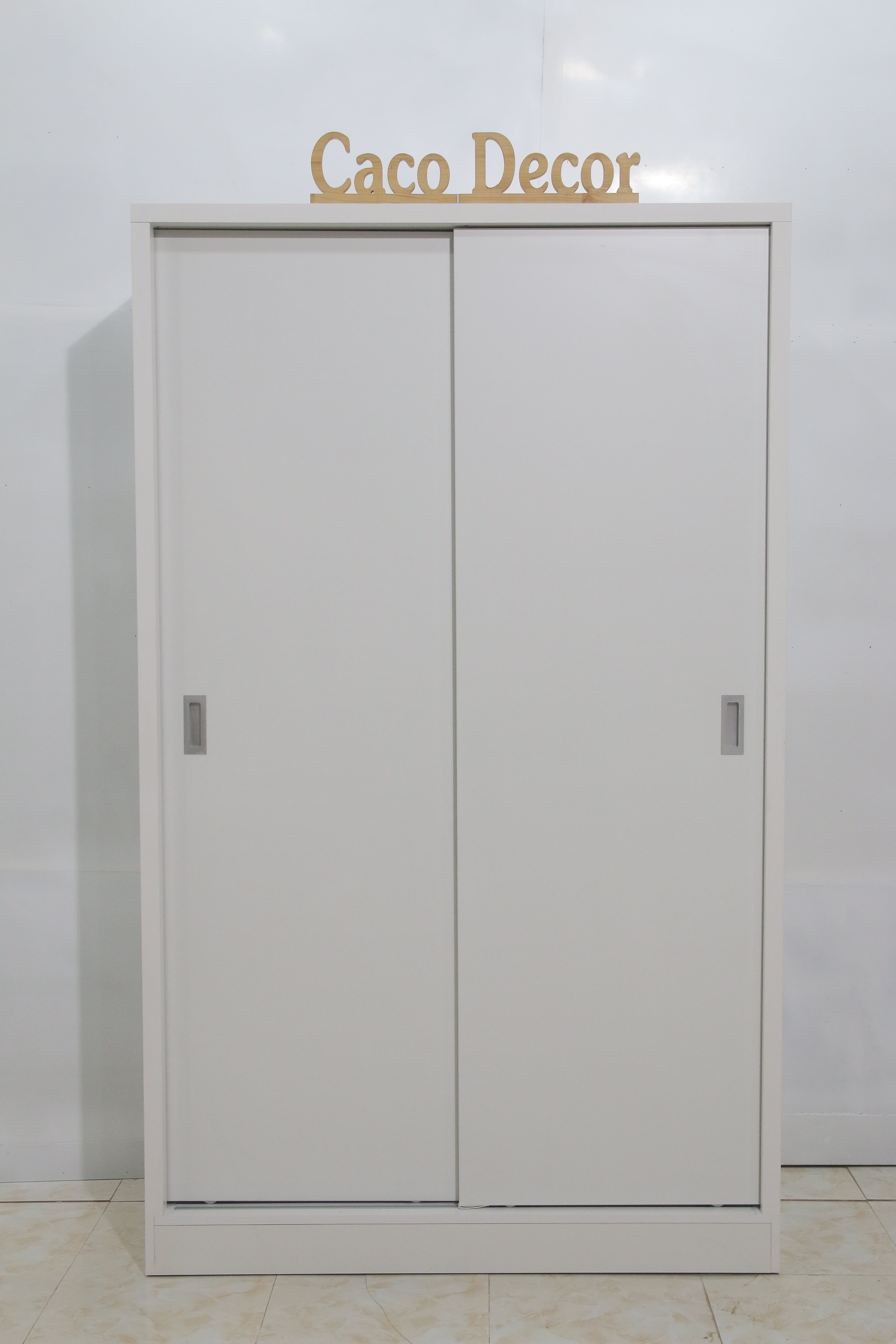 Mẫu tủ áo cửa lùa 1m2x2m gỗ MDF Melamine màu trắng với thiết kế cửa lùa thông minh