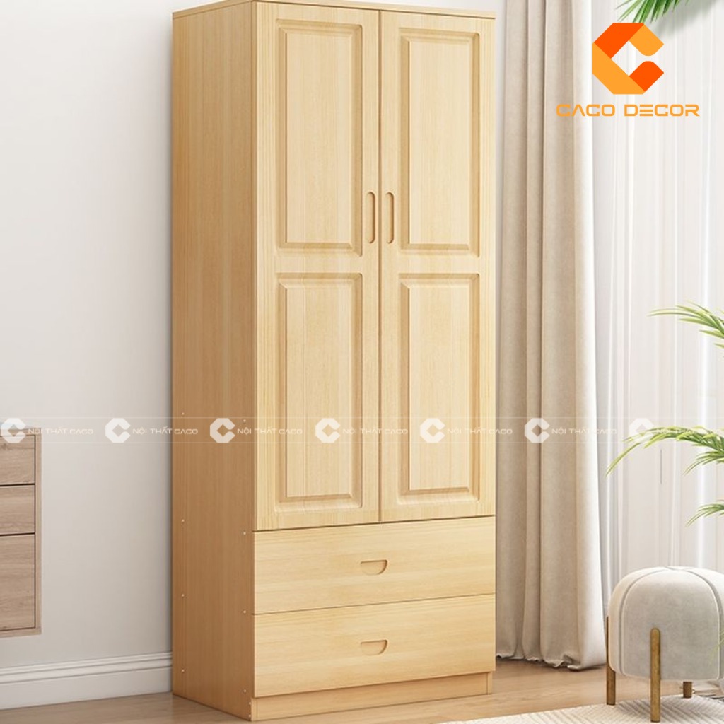 Mẫu tủ quần áo 2 cánh gỗ tự nhiên bởi CaCo mã SP08